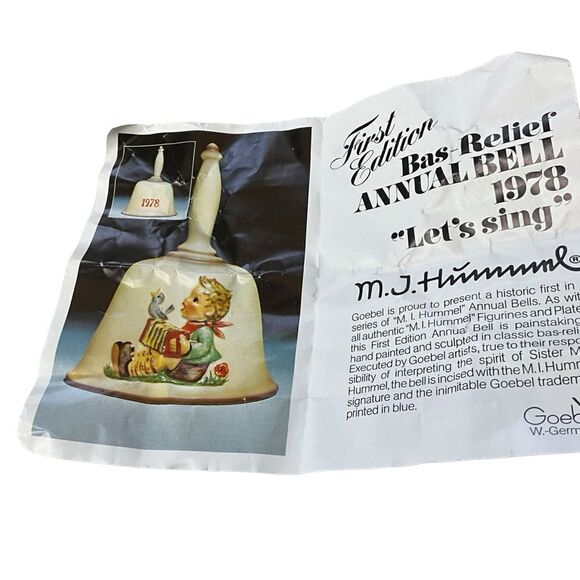 Vintage Hummel Handcrafted Annual Bell 1977 "Let's Sing" First Edition - Picture 9 of 11